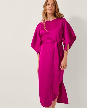 Kara kimono sleeve satin midi dress purple