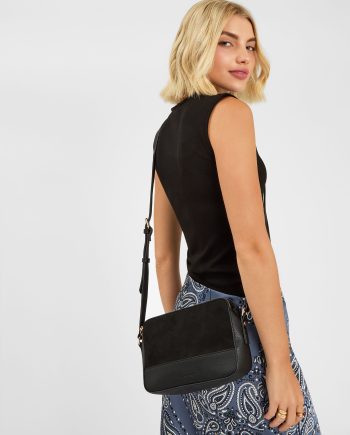 SUEDETTE CLASSIC CROSSBODY BAG BLACK