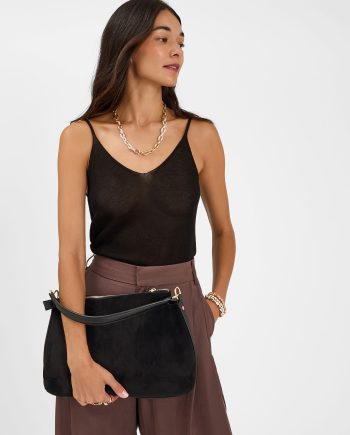 SLOUCHY SUEDETTE HANDBAG BLACK