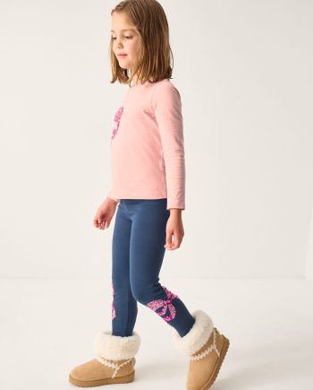 Sequin bow leggings blue