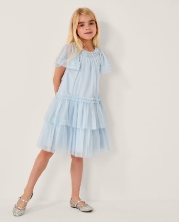 Anastasia embellished tulle party dress blue