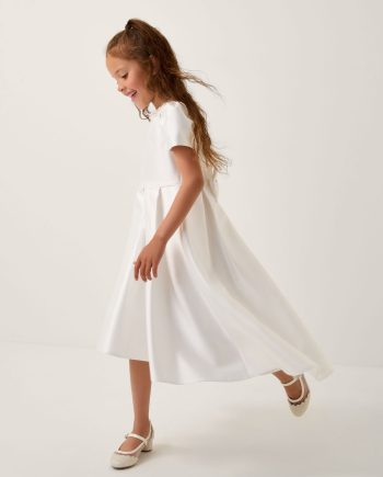 Isabella short sleeve pearl-embellished dress ivory