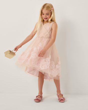 Glinda Appliqué Glitter Party Dress Pink