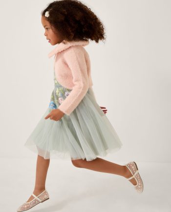 Detachable Collar Fuzzy Cardigan Pink