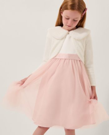 Detachable collar fuzzy cardigan ivory