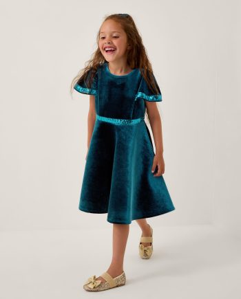 Viola sequin velvet party dress teal