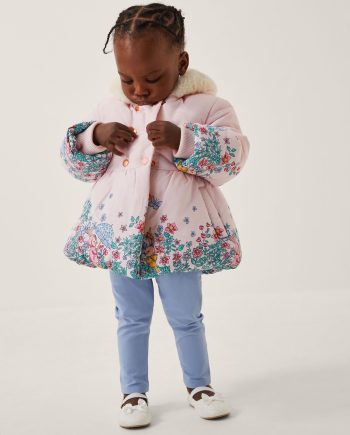 Baby Pippa Bunny Print Padded Coat Pink
