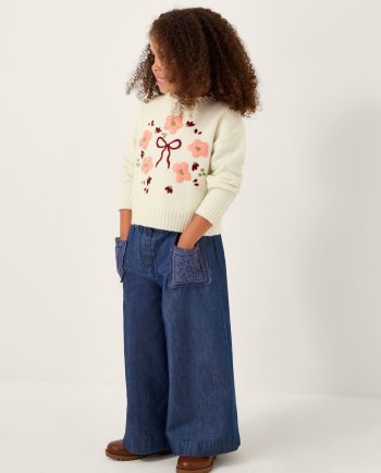 Floral Embroidered Jumper Ivory