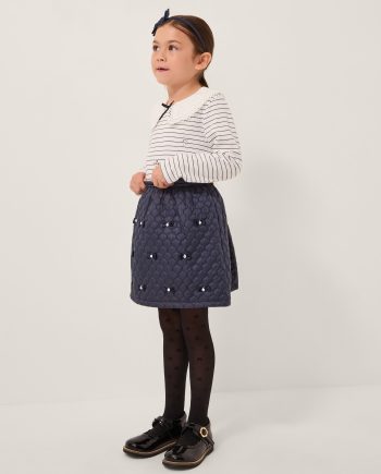 Jewel stripe collar top ivory