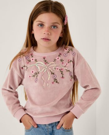 Bow embellished velour sweatshirt purple