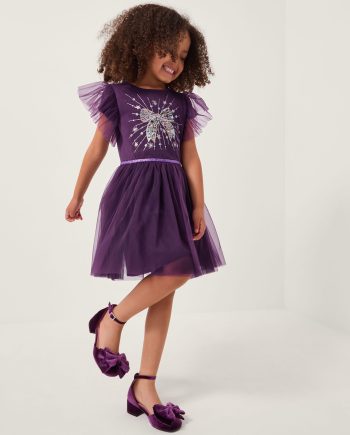 Embellished Bow Disco Dress Purple