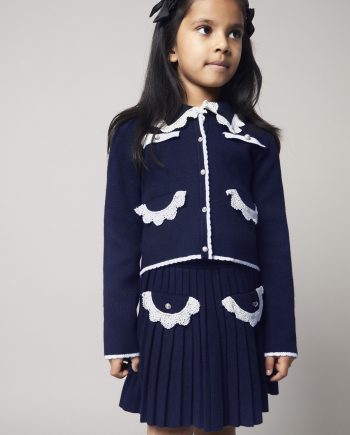 Crochet collar cardigan blue