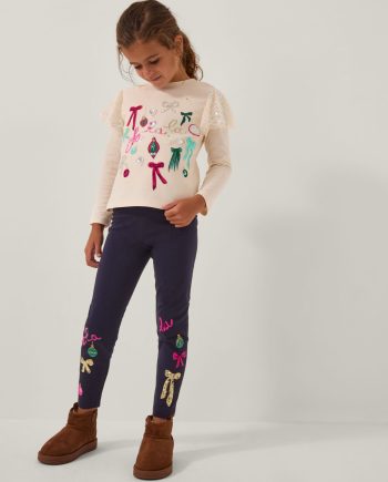 Christmas sequin leggings blue