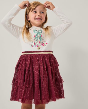 Christmas tree tulle disco dress red