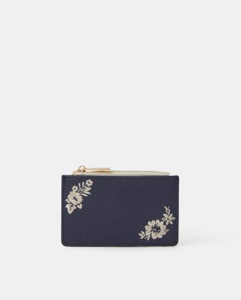 Floral Embroidered Card Holder