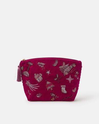 LARGE CHRISTMAS EMBELLISHED VELVET POUCH