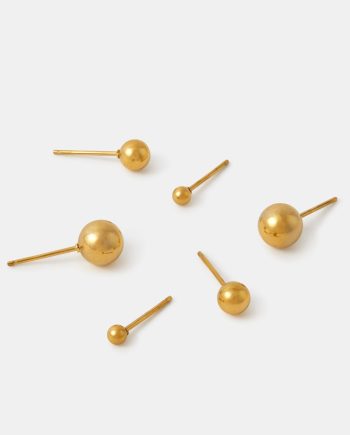 3-PACK STAINLESS STEEL BALL STUD EARRINGS