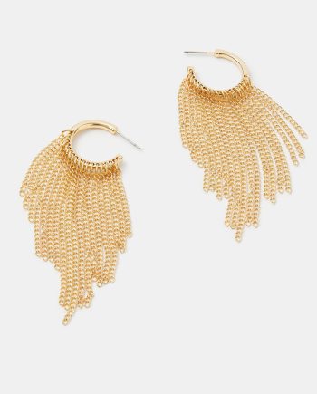 CHAIN MAIL TASSEL HOOP EARRINGS