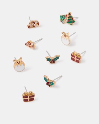 5-Pack Christmas Stud Earrings