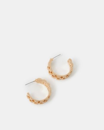 CHUNKY SQUARE LINK HOOP EARRINGS