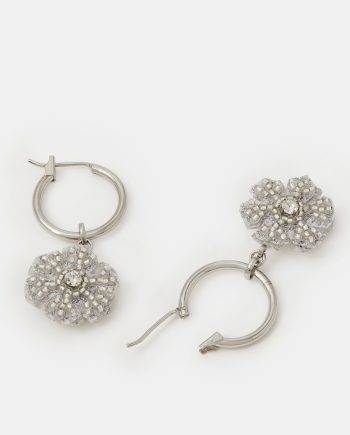 BEADED SNOWFLAKE CHARM HOOP EARRINGS