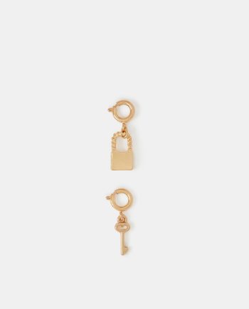 2-PACK LOCK & KEY JEWELLERY CHARMS GOLD