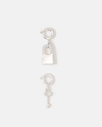 2-Pack Lock & Key Jewellery Charms Silver