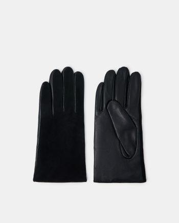 Faux Suede Leather Gloves Black