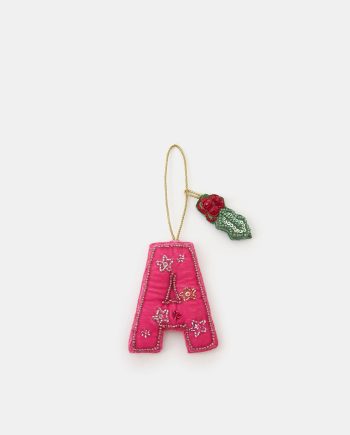 EMBELLISHED INITIAL CHRISTMAS TREE DECORATION PINK