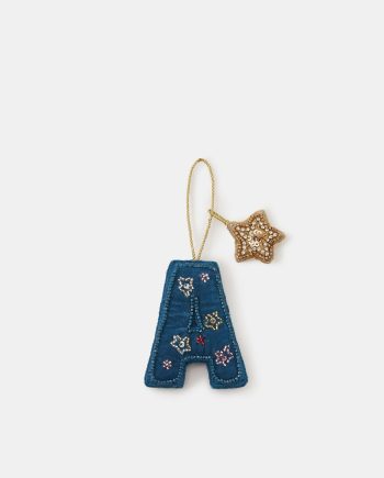 EMBELLISHED INITIAL CHRISTMAS TREE DECORATION PINK