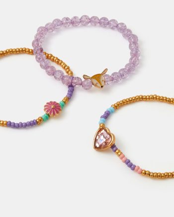 3-PACK GIRLS CHARM BEADED BRACELETS