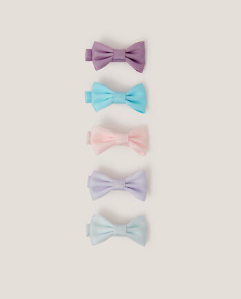 5-Pack Mini Bow Hair Clips Blue