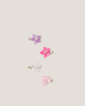 4-Pack Mini Satin Flower Hair Clips