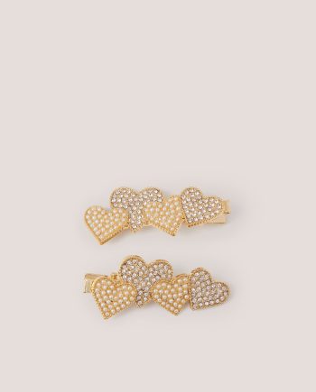 2-Pack Diamanté Heart Hair Clips