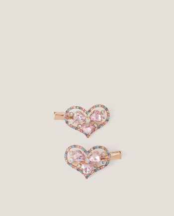 2-Pack Jewel Heart Hair Clips