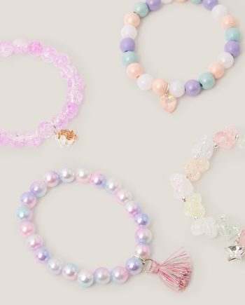 4-Pack Beaded Charm Bracelets