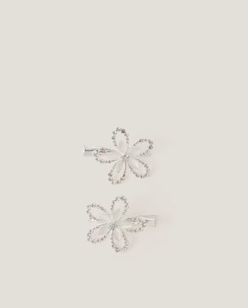 2-Pack Diamanté Flower Hair Clips