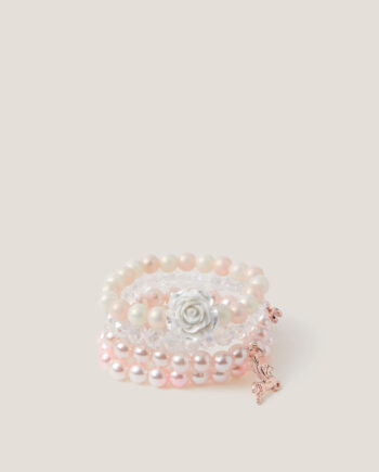 4-Pack Pearly Bead Charm Bracelets