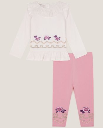 Baby Floral Heart Top & Leggings Set Ivory
