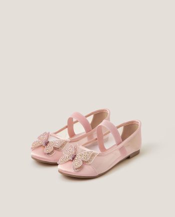 Butterfly Mesh Ballet Flats Pink