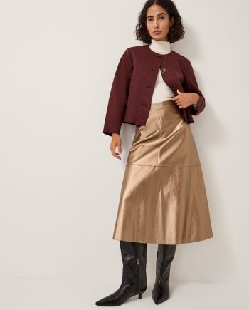 Pippa Faux Leather Midi Skirt Bronze