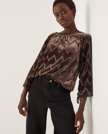 Keisha Geometric Velvet Top Brown