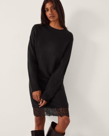 Lou Lace Mini Jumper Dress Black