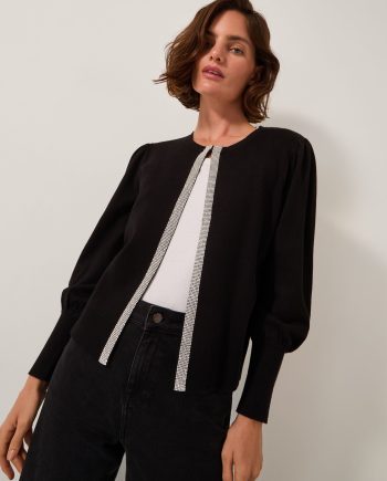 Eden Diamanté Trim Cardigan Black