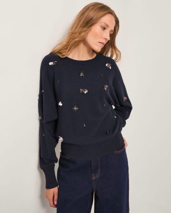 Sable Sequin Embellished Jumper Blue