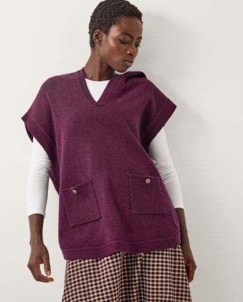 Holly Hooded Knitted Vest Red