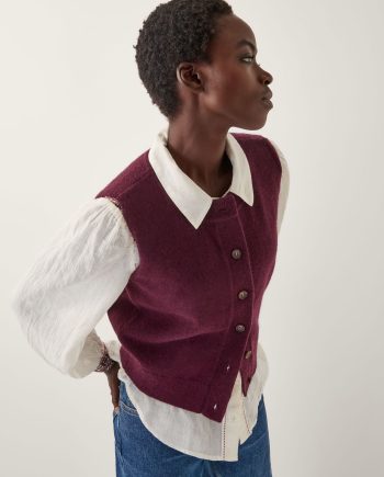 Brooke Button Knitted Vest Red