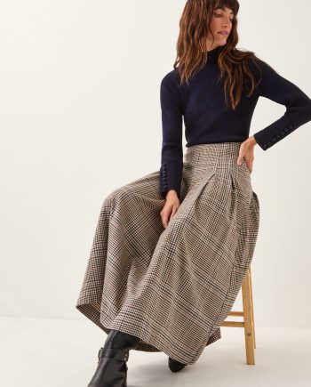 Ruby Ribbed Polo Neck Jumper Blue