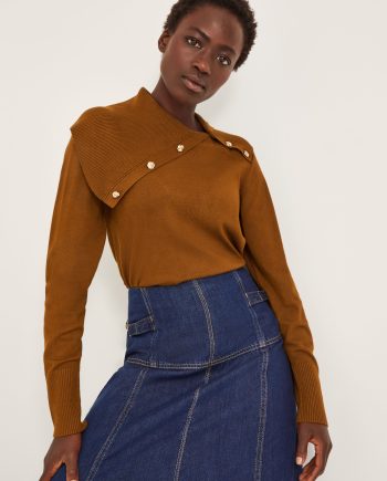 Kay Asymmetrical Collar Jumper Orange