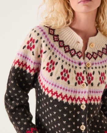Feliz Fair Isle Cardigan Brown